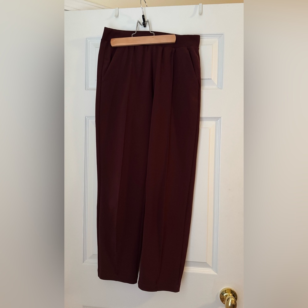 LOFT Pintucked Tapered Pants in Crepe in Red Raisin